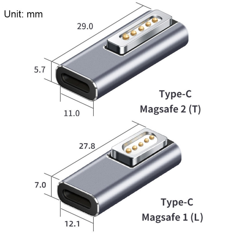El Adaptador de Carga Tipo C / USB-C a MagSafe1 / 2 admite la Carga PD (Tipo-C a Magsafe 2 T)