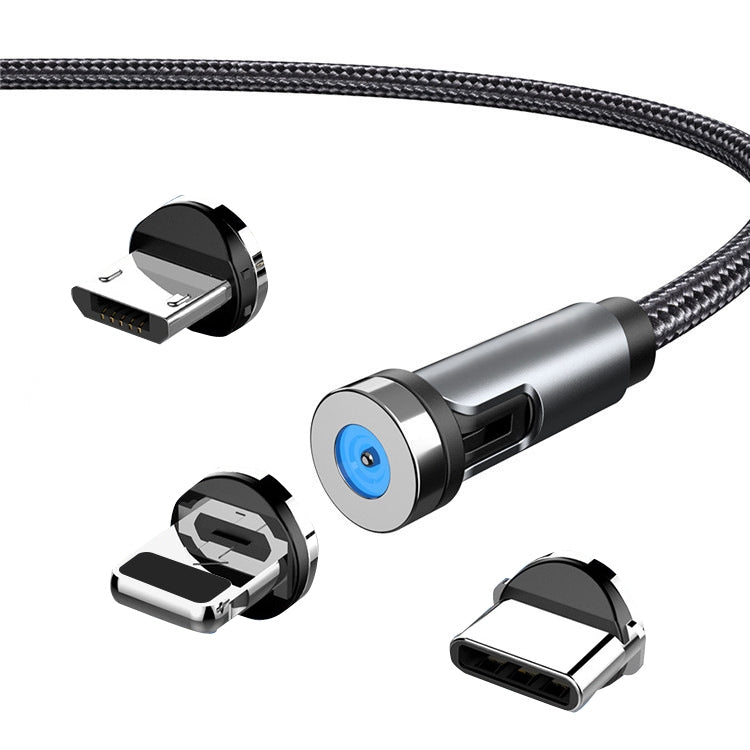CC56 8 broches + Type-C / USB-C + Micro USB Interface magnétique Bouchon anti-poussière Câble de charge de données rotatif Longueur de charge : 1 m (noir)