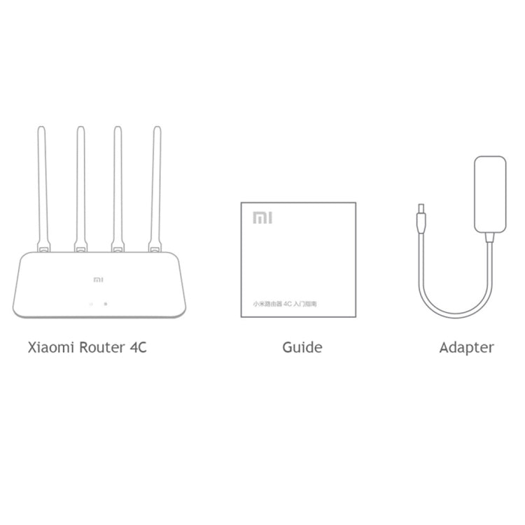 Original Xiaomi MI WiFi Router 4C Smart APP Control 300Mbps 2.4GHz Repetidor de enrutador Inalámbrico con 4 Antenas Enchufe de EE.UU (Blanco)