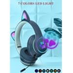 Auriculares Akz-022 con Diseño Orejas de Gato, USB y Puerto 3.5mm, Plegables con LED y Micrófono - Imagen 4