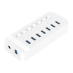 ORICO CT2U3-7AB-WH HUB USB multipuerto de rayas de plástico 7 en 1 con interruptores individuales, CT2U3-7AB-WH US Plug