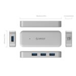 Hub de Expansión USB 3.0 Orico Tc4U-U3 Tipo-C a 4 Puertos USB 3.0 (Plata) - Imagen 2