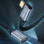 Cable de extensión USB-C 50 cm 10Gbps tipo C hembra a macho con conector en ángulo para transmisión de datos y carga - Imagen 2
