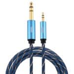Cable Auxiliar Emk Conector Macho 3,5 mm a Macho 6,35 mm Chapado en Oro Trenzado de Nailon 1,5 m para Computadora, Xbox, PS3, CD, DVD