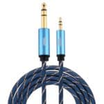 Cable Auxiliar Emk Conector Macho 3,5 mm a Macho 6,35 mm Chapado en Oro Trenzado de Nailon 2 m (Azul Oscuro)