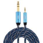 Cable Auxiliar Emk Conector Macho 3,5 Mm a Macho 6,35 Mm Chapado en Oro Trenzado de Nailon 3 M (Azul Oscuro)