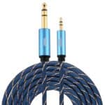 Cable Auxiliar Emk Conector Macho 3,5 Mm a Macho 6,35 Mm Chapado en Oro Trenzado de Nailon 5 M (Azul Oscuro)