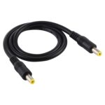 Enchufe de alimentación DC 5,5 x 2,5 mm conector adaptador macho a macho cable 1 m (Negro)