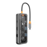 Hub Docking Station Sw8V 8 en 1 Type-C a 2x USB-C, USB 3.0, USB 2.0, HDMI, RJ45, SD/TF (Gris)