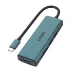 Lector de Tarjetas Onten UC120 6 en 1 USB-C a SD/TF con Hub USB 3 Puertos y Entrada 5 V