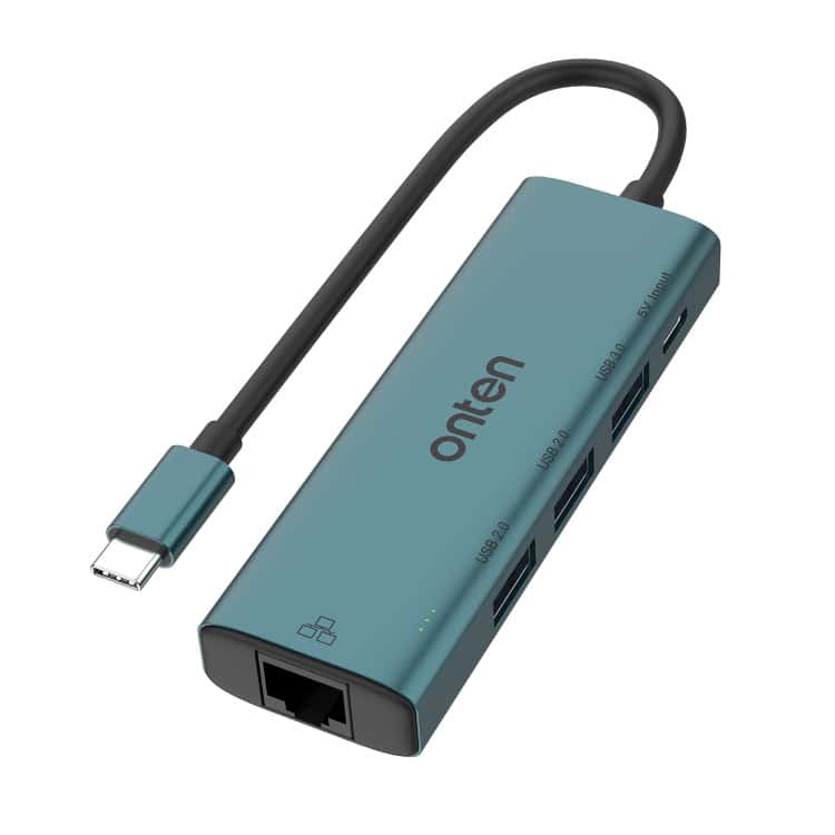 EDA0062442.jpg Hub USB 3.0 5 en 1 Onten UC121 USB-C / Type-C con Entrada 5 V y Tarjeta de Red 100 Mbps - Imagen 1