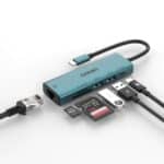 Hub USB 3.0 Onten UC122 6 en 1 USB-C Type-C a SD TF Tarjeta de Red 100Mbps con Entrada 5V
