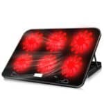 ICE COOREL Base de computadora portátil Control de velocidad Silencioso Soporte de enfriamiento de seis ventiladores Estante de enfriamiento, Estilo: Edición premium, Style: Premium Edition(Dazzling Red)