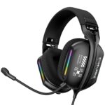 Auriculares para Juegos Onikuma X12 con Luz RGB, Cable USB y Conector 3,5 mm, Micrófono, Cable 2,2 m (Negro)