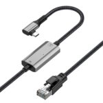 Cable Ethernet Tarjeta de Red Alta Velocidad Curva Lateral RJ45 a USB-C Tipo-C 2 M