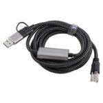 Cable Ethernet Tarjeta de Red Alta Velocidad Curva Lateral RJ45 a USB-C Tipo-C 2 M - Imagen 2