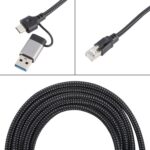Cable Ethernet Tarjeta de Red Alta Velocidad Curva Lateral RJ45 a USB-C Tipo-C 2 M - Imagen 3