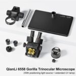 Microscopio Trinocular QianLi 6558 con Luz y Lámpara UV (EU Plug)