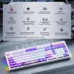 LINGBAO K98 101 Keys Triple-mode Wireless Game Keyboard, Black Red-Red Rabbit Axis - Imagen 3