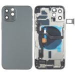 Cubierta Posterior Batería con teclas laterales, Altavoz, Timbre, motor, lente Cámara, bandeja Tarjeta, Botones y Puerto Carga para Apple iPhone 12 Pro (Negro)