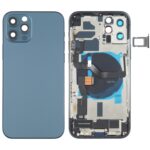 Cubierta Posterior Batería para Apple iPhone 12 Pro (Azul) con Teclas Laterales, Altavoz, Timbre, Motor, Lente Cámara, Bandeja Tarjetas, Botones, Puerto Carga y Módulo Carga Inalámbrica