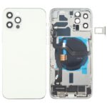 Cubierta Posterior Batería para Apple iPhone 12 Pro (Blanco) con Teclas Laterales, Altavoz, Timbre, Zumbador, Motor, Lente Cámara, Bandeja Tarjeta, Botón Encendido, Volumen y Puerto Carga Inalámbrica
