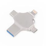 Disco Flash Cross 4 En 1 128Gb 8 Pin Micro USB USB-C Type-C USB 3.0 Metal (Plata)