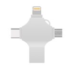 Disco Flash Cross 4 En 1 128Gb 8 Pin Micro USB USB-C Type-C USB 3.0 Metal (Plata) - Imagen 2