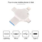 Disco Flash Cross 4 En 1 128Gb 8 Pin Micro USB USB-C Type-C USB 3.0 Metal (Plata) - Imagen 3