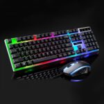 ZGB G21 1600 DPI profesional con cable retroiluminación colorida sensación mecánica teclado de suspensión + Kit de ratón óptico para ordenador portátil, PC