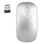 Ratón Óptico Inalámbrico Hxsj M80 2.4Ghz 1600Dpi Silencioso Ajustable Tres Velocidades (Plateado)