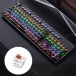 Teclado Mecánico Yindiao Galvanizado Punk Ligero Mezclado USB Cableado Eje de Té (Negro)