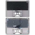 Teclado Británico con Retroceso Grande para Apple MacBook Pro 14 Pulgadas (2021 A2442 / 2023 A2779) con Carcasa C (Gris)