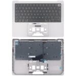 Teclado Británico para Apple MacBook Pro 14 Pulgadas (2021 / 2023 A2442 A2779) Retroceso Grande Carcasa C (Plateado)