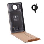 Funda de Cuero Genuino con Tapa Vertical y Carcasa Trasera Carga Inalámbrica Qi para Microsoft Lumia 950 XL (Marrón)