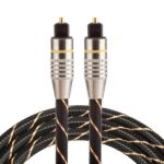 Cable de Audio Óptico Digital Macho a Macho Toslink Línea Neta Tejida con Cabeza Metálica Chapada en Oro 1M OD6.0mm