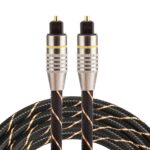 Cable de Audio Óptico Digital Macho a Macho Toslink Línea Neta Tejida con Cabeza Metálica Chapada en Oro 1,5 m OD6,0 mm
