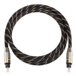 Cable de Audio Óptico Digital Macho a Macho Toslink Línea Neta Tejida con Cabeza Metálica Chapada en Oro 1,5 m OD6,0 mm - Imagen 3
