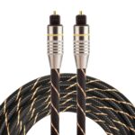Cable de Audio Óptico Digital Toslink Macho a Macho 2M con Línea de Red Tejida y Cabeza de Metal Chapado en Oro OD6.0mm
