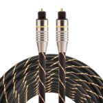 Cable de Audio Óptico Digital Macho a Macho Toslink Línea Neta Tejida con Cabeza Metálica Chapada en Oro 5M OD6.0MM
