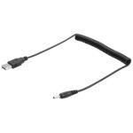 Cable en Espiral USB a CC de 3,5mm con Resorte de Alimentación 1,5 M