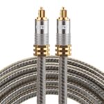 Cable de Audio Óptico Digital EMK YL-A 2M OD8.0mm Chapado en Oro con Cabezal de Metal Toslink Macho a Macho
