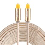 EMK 5m OD4.0mm línea tejida con cabeza de metal chapada en oro Toslink macho a macho Cable de audio óptico digital, Length: 5m