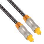 Cable de Audio Óptico Digital Macho a Macho Toslink de 1,5 m con Línea Tejida y Cabeza Metálica Chapada en Oro OD6,0 mm - Imagen 2