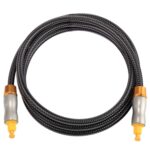 Cable de Audio Óptico Digital Macho a Macho Toslink de 1,5 m con Línea Tejida y Cabeza Metálica Chapada en Oro OD6,0 mm - Imagen 3