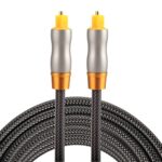 Cable de Audio Óptico Digital Macho a Macho Toslink Línea Tejida con Cabeza Metálica Chapada en Oro 2M OD6.0mm