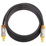 Cable de Audio Óptico Digital Macho a Macho Toslink Línea Tejida con Cabeza Metálica Chapada en Oro 2M OD6.0mm - Imagen 3