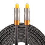 Cable de Audio Óptico Digital Toslink Macho a Macho Línea Tejida con Cabeza Metálica Chapada en Oro 5M OD6.0MM