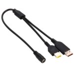 Cable adaptador de corriente 5.5X2.1mm hembra a macho para portátil Lenovo Yoga 3 y Big Square (Primera Generación) 30 cm
