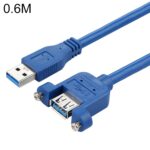Cable de Extensión USB 3.0 Hombre a Femenino con Tuerca de Tornillo, 60 cm